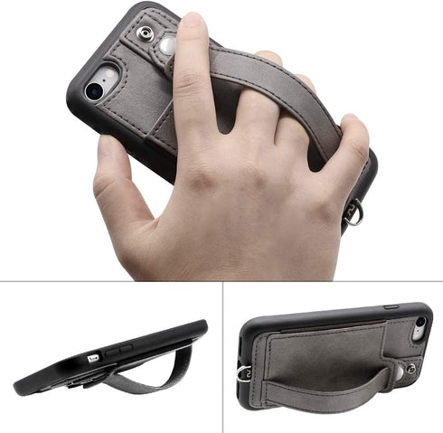 TOOVREN iPhone SE Case 2020/2022 Phone Lanyard Neck Strap for iPhone 8 Case with Card Holder iPhone 7 Wallet Case with Kickstand Leather PU Card H...